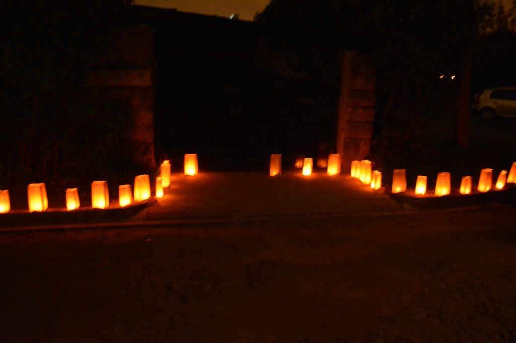 Dan's tradition of lining the drive with luminaries on New Year's Eve continues...beautiful!
