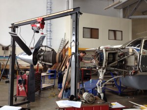 PT6 Engine maintenance on the hangar floor this week