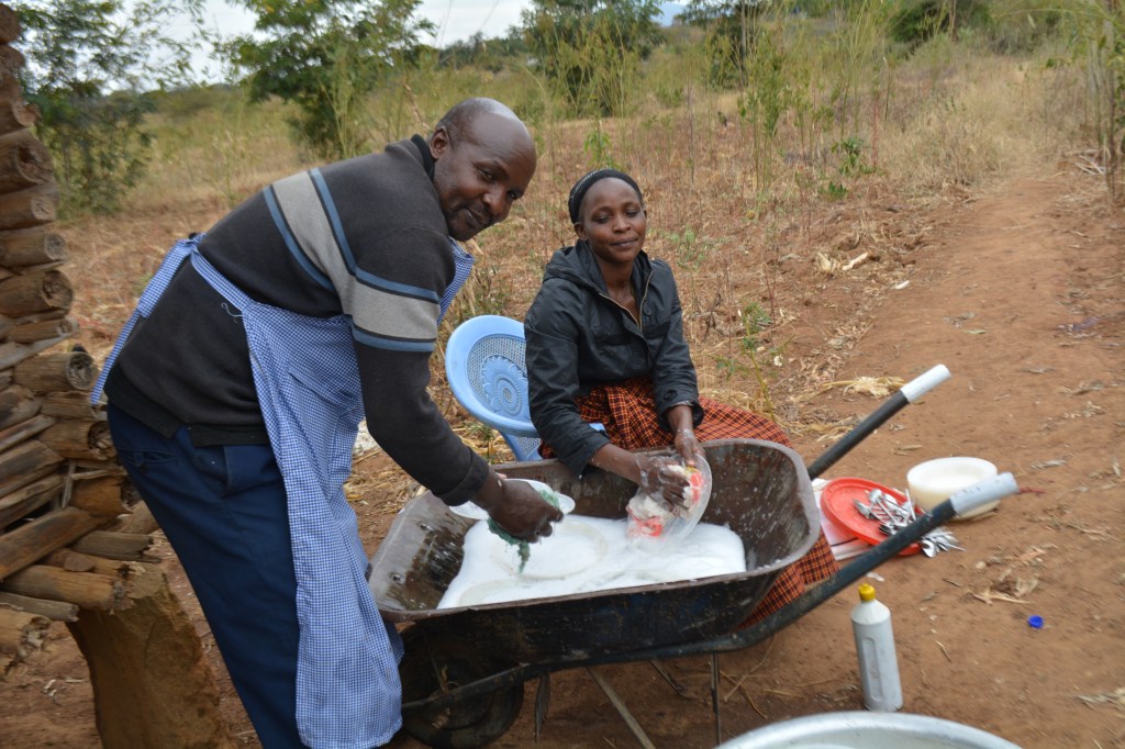 The dishes must be cleaned...in a wheelbarrow!