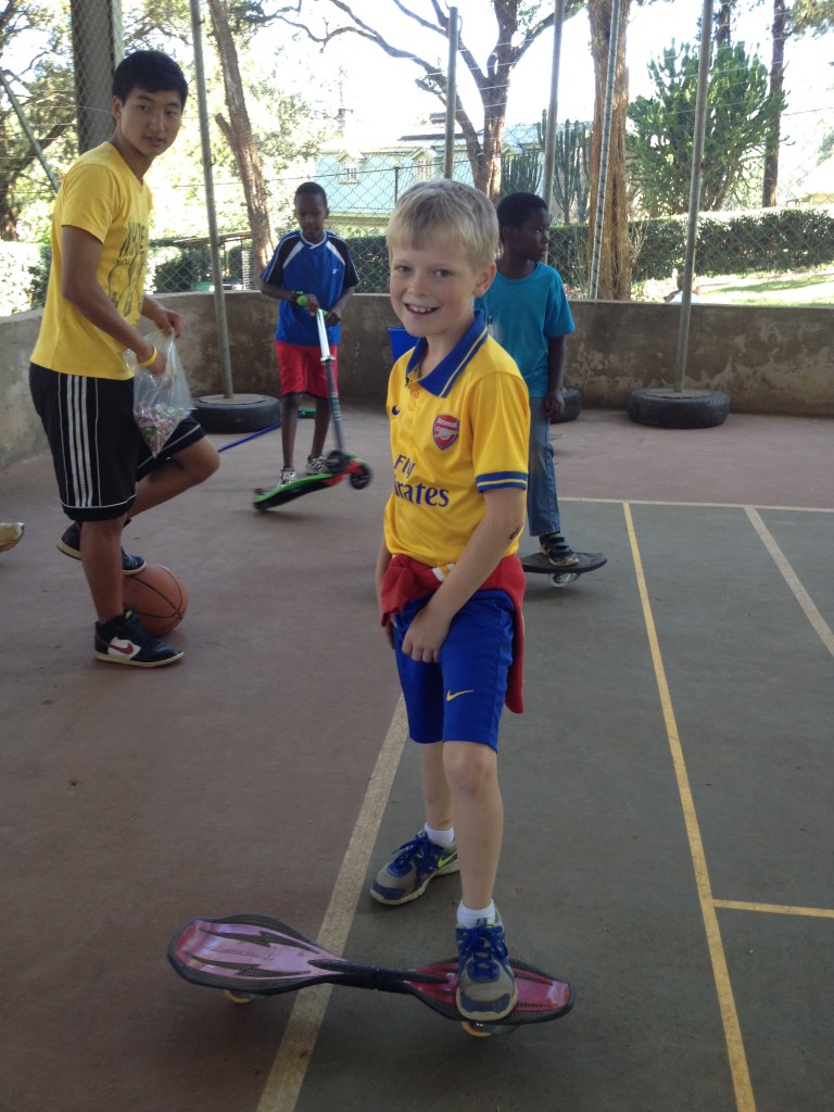 Abraham showing off his rip-stick abilities