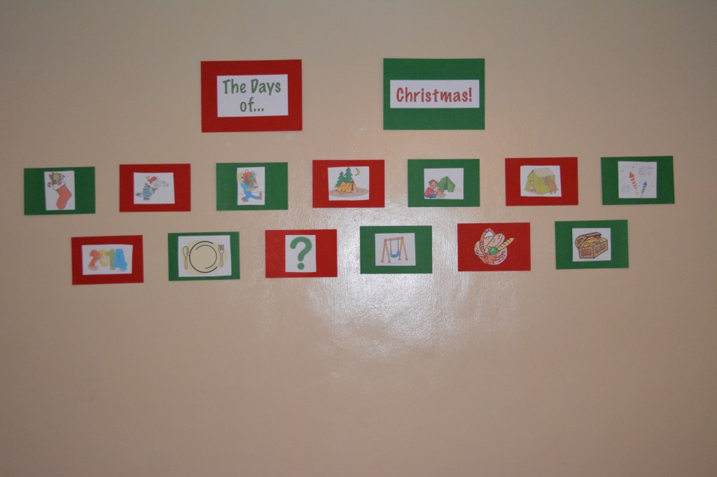 Our Family's calendar of events for the Twelve Days of Christmas...